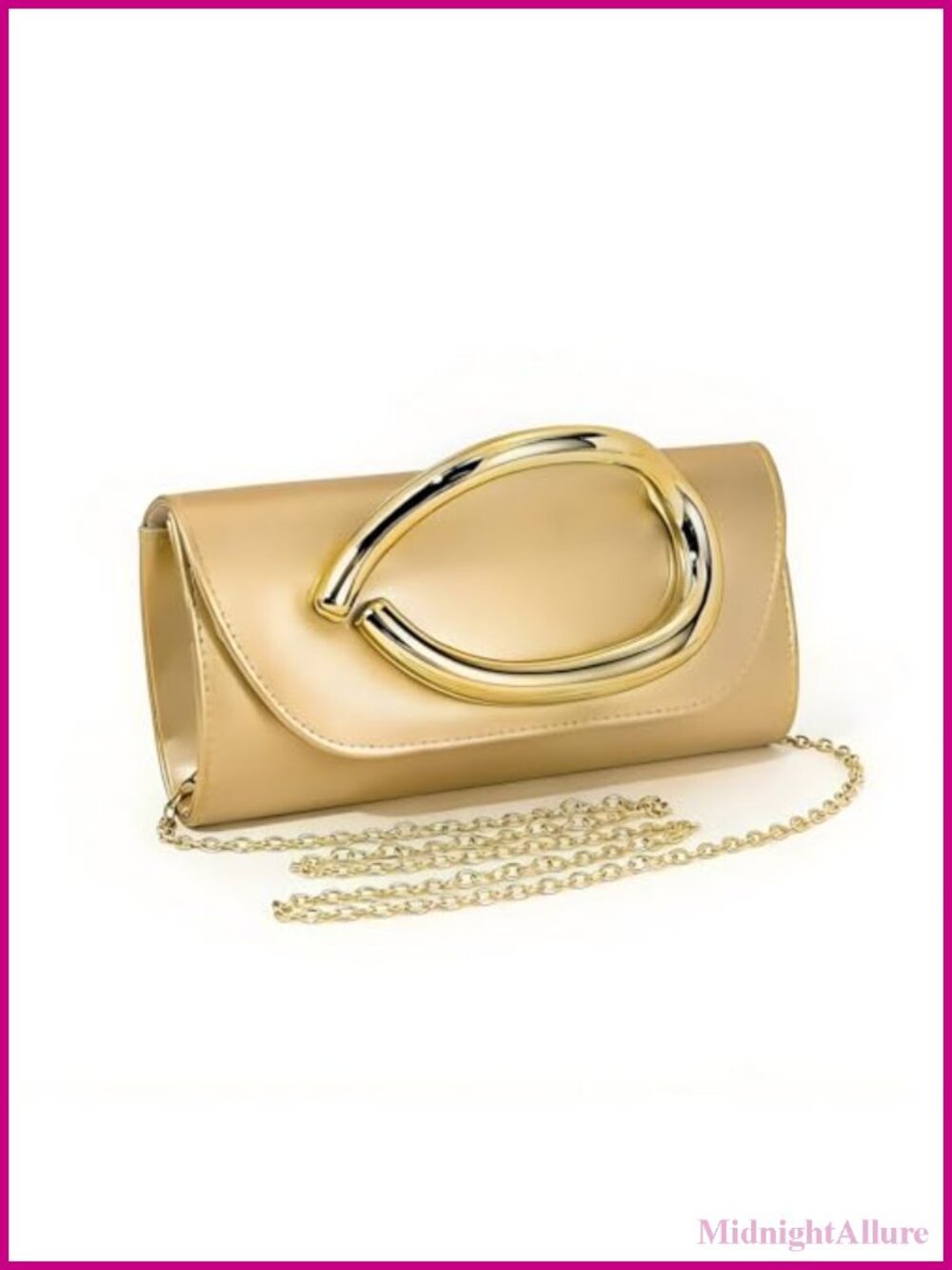 PU Leather Evening Clutch with Detachable Chain & Metal Handle